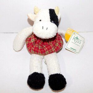 Russ Berrie Farm Friends 9" Plush Terry Bean Bag Cow MILKY Plaid Body New w Tag